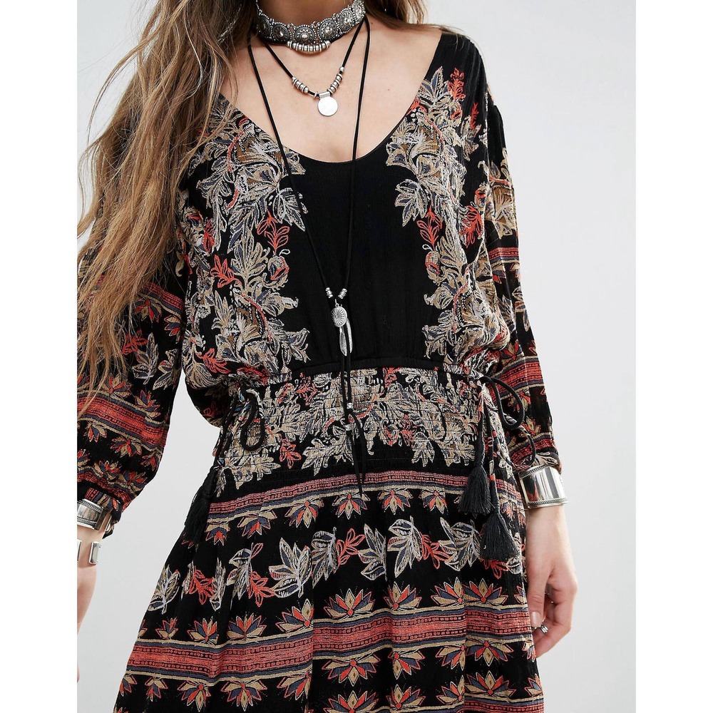 Free People size Medium Moonlight Drive Printed Mini Dress Boho Summer